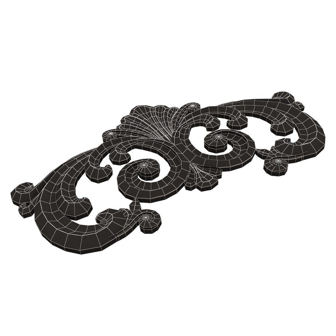 Carved Plaster Molding 3D Model – Low Poly Architectural Decoration, FBX, OBJ