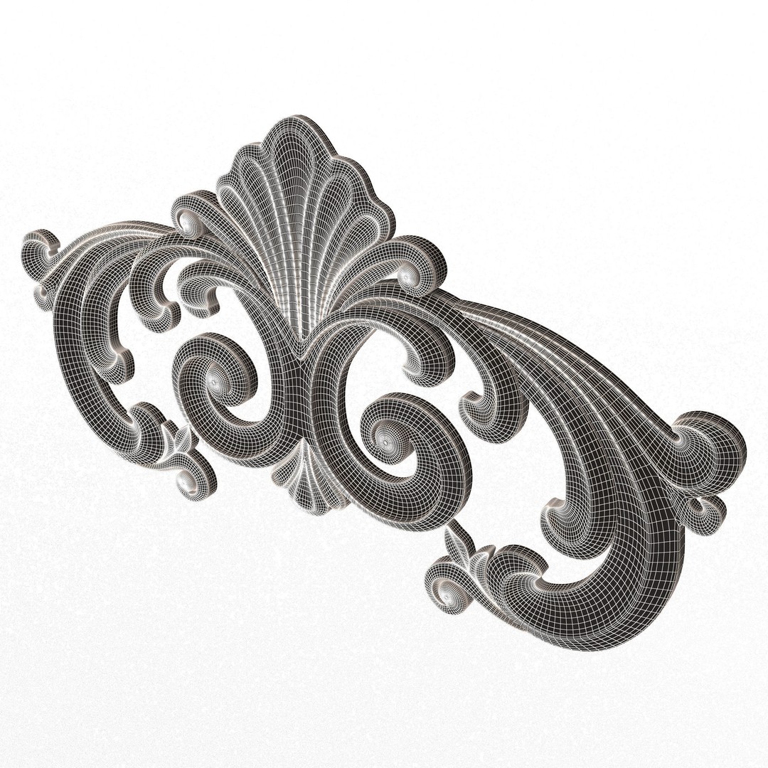 Carved Plaster Molding 3D Model – Low Poly Architectural Decoration, FBX, OBJ - View 10