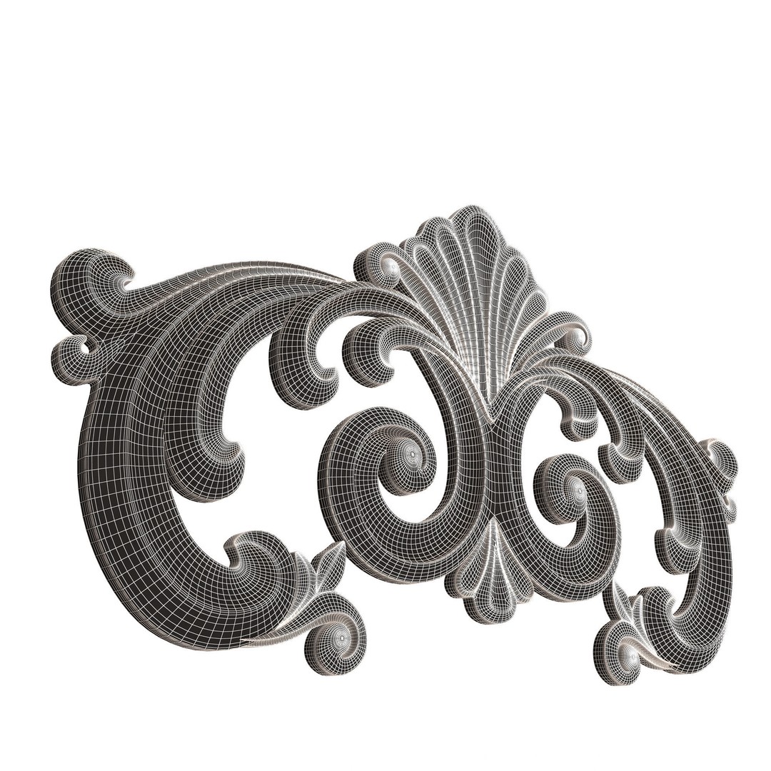 Carved Plaster Molding 3D Model – Low Poly Architectural Decoration, FBX, OBJ - View 11