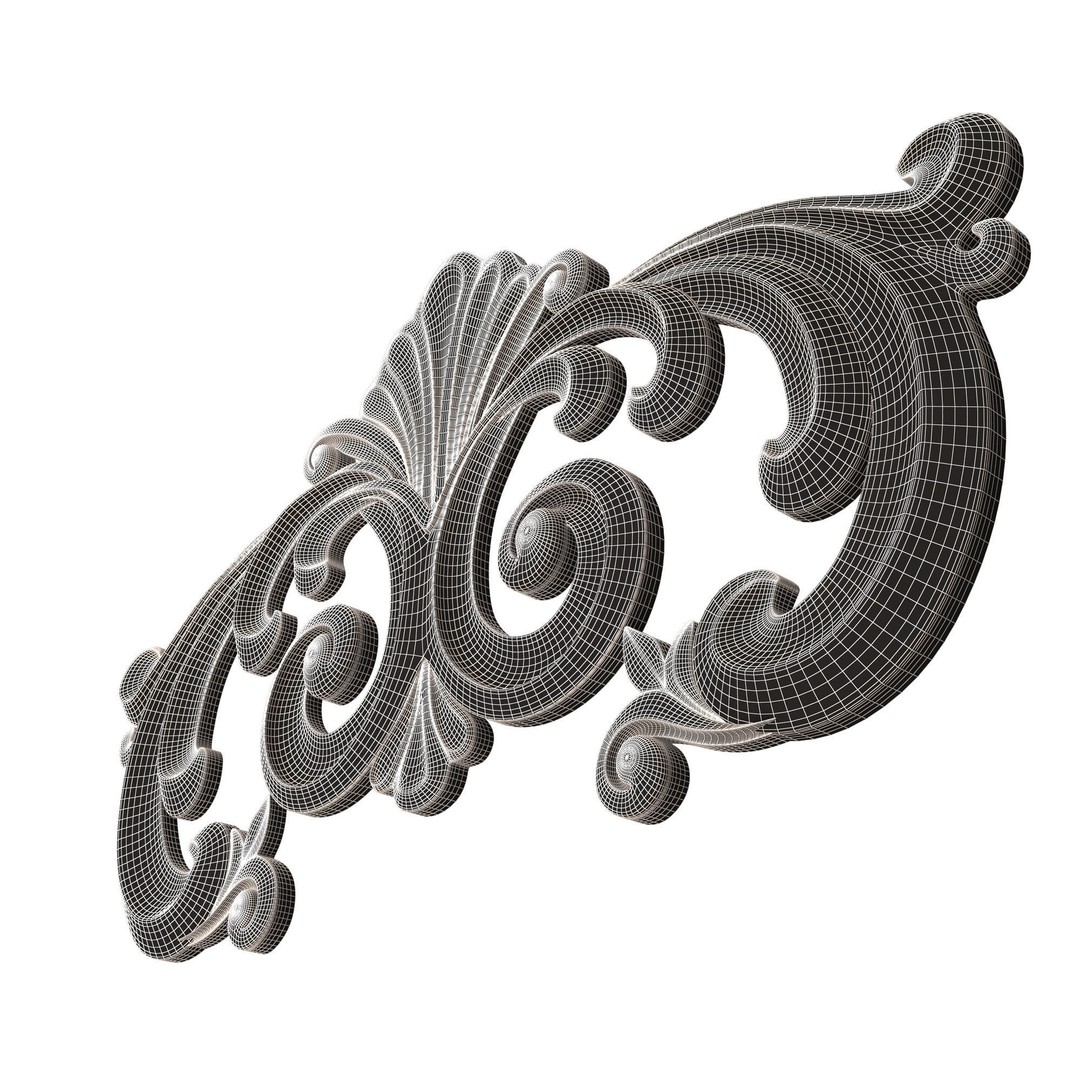 Carved Plaster Molding 3D Model – Low Poly Architectural Decoration, FBX, OBJ - View 12