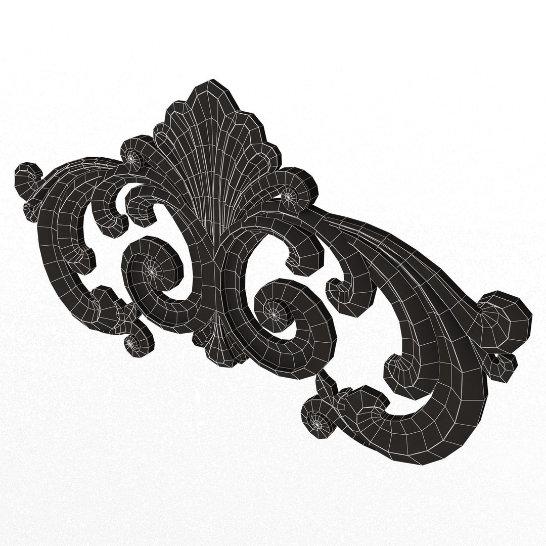 Carved Plaster Molding 3D Model – Low Poly Architectural Decoration, FBX, OBJ - View 16