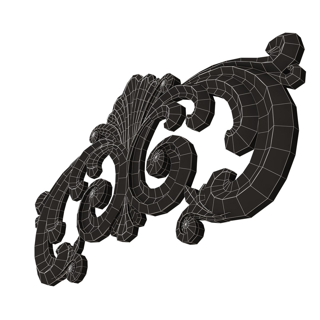 Carved Plaster Molding 3D Model – Low Poly Architectural Decoration, FBX, OBJ - View 18