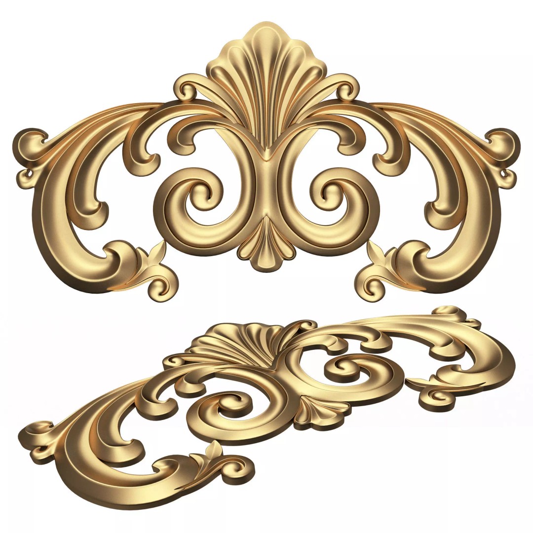 Carved Plaster Molding 3D Model – Low Poly Architectural Decoration, FBX, OBJ - View 2