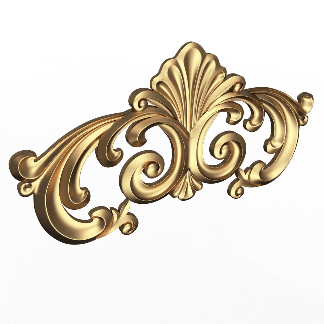 Carved Plaster Molding 3D Model – Low Poly Architectural Decoration, FBX, OBJ - View 3
