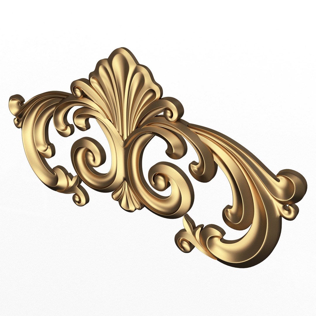 Carved Plaster Molding 3D Model – Low Poly Architectural Decoration, FBX, OBJ - View 4