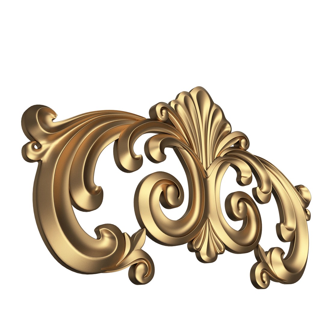 Carved Plaster Molding 3D Model – Low Poly Architectural Decoration, FBX, OBJ - View 5