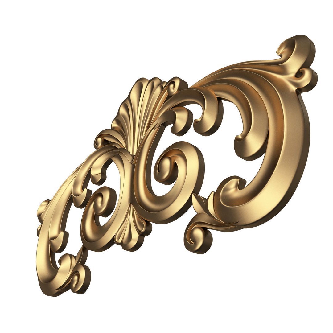 Carved Plaster Molding 3D Model – Low Poly Architectural Decoration, FBX, OBJ - View 6