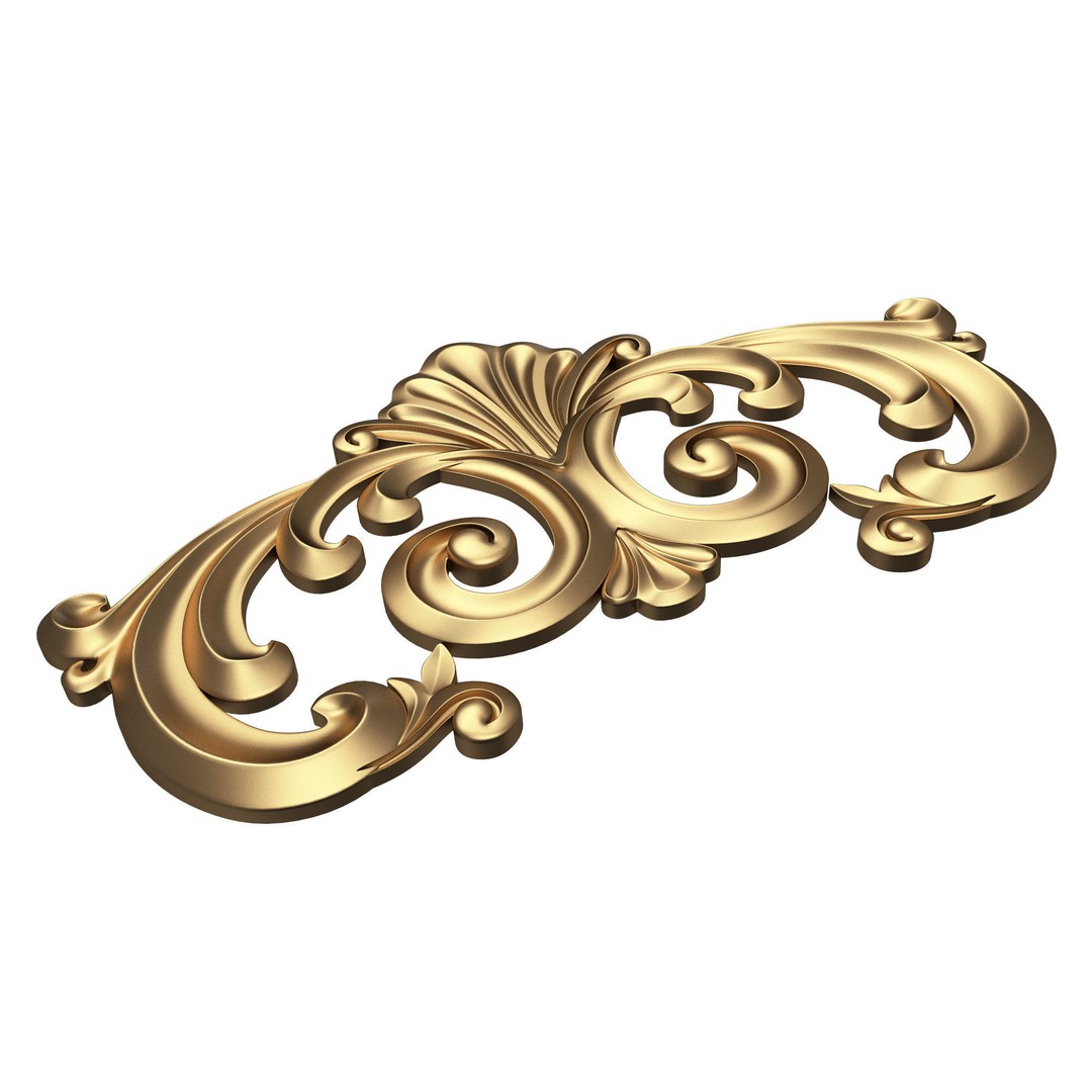 Carved Plaster Molding 3D Model – Low Poly Architectural Decoration, FBX, OBJ - View 7