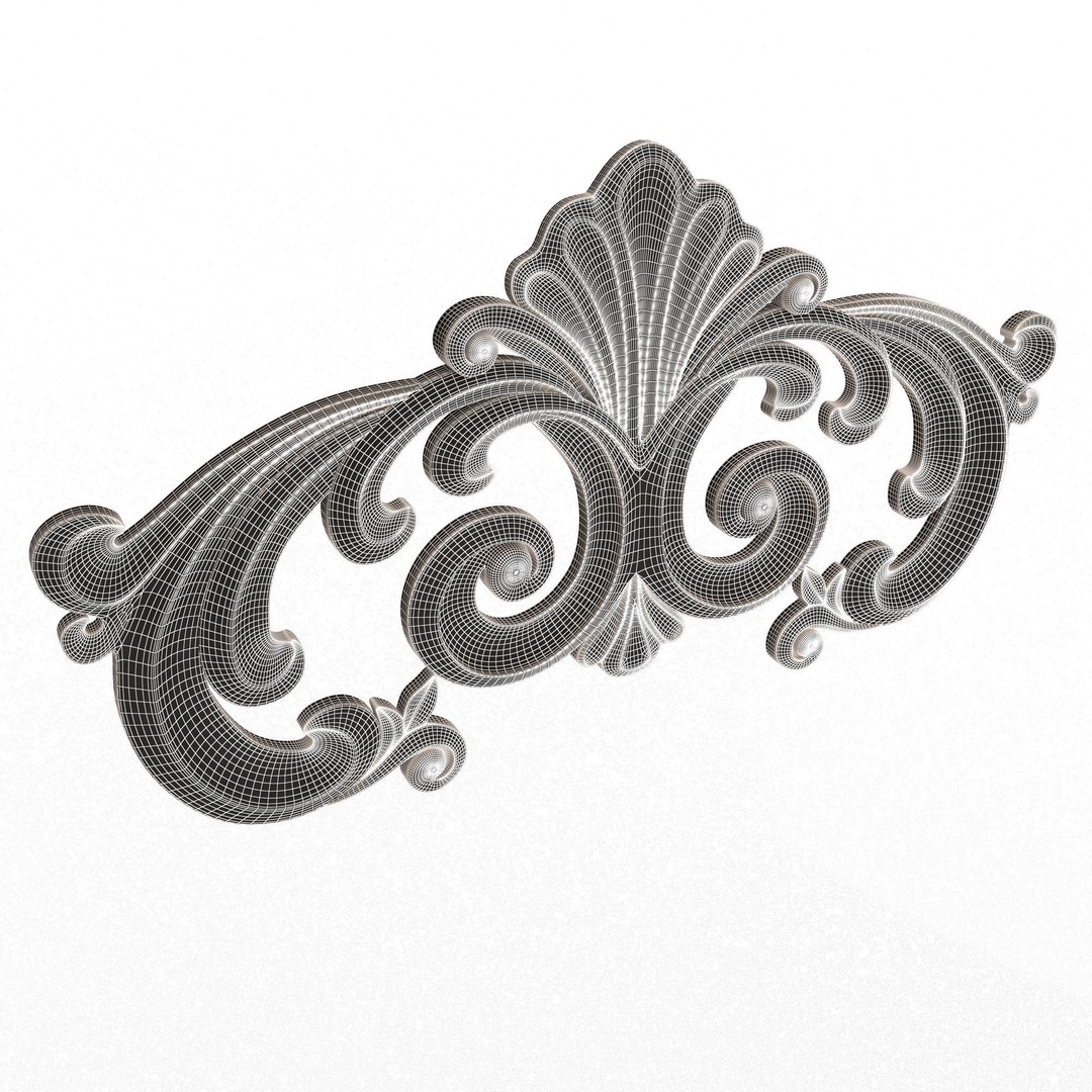 Carved Plaster Molding 3D Model – Low Poly Architectural Decoration, FBX, OBJ - View 9