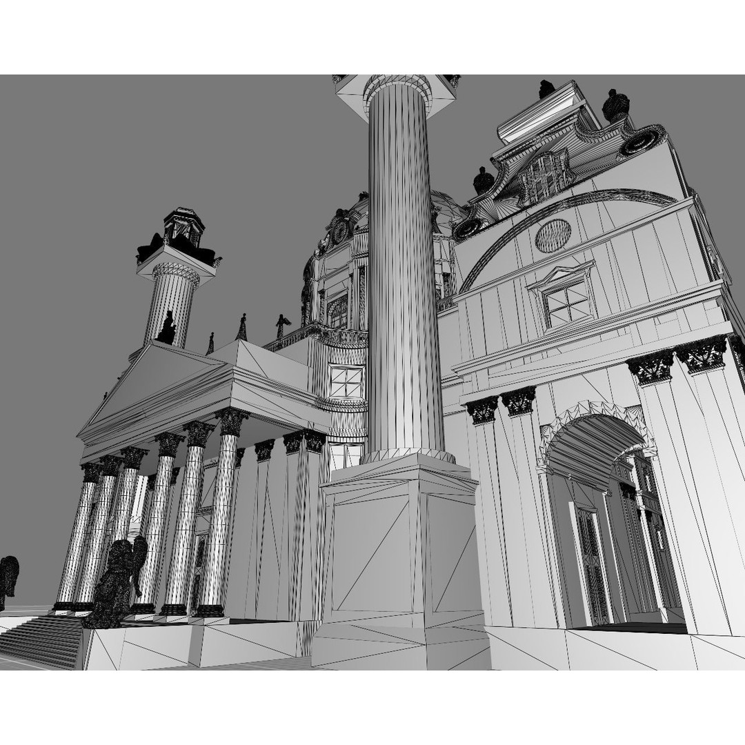 Karlskirche 3D Model – Baroque Church Architecture, FBX & OBJ