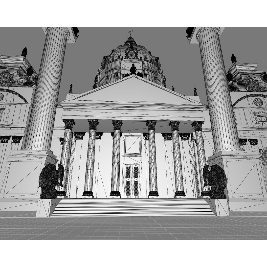 Karlskirche 3D Model – Baroque Church Architecture, FBX & OBJ - View 11