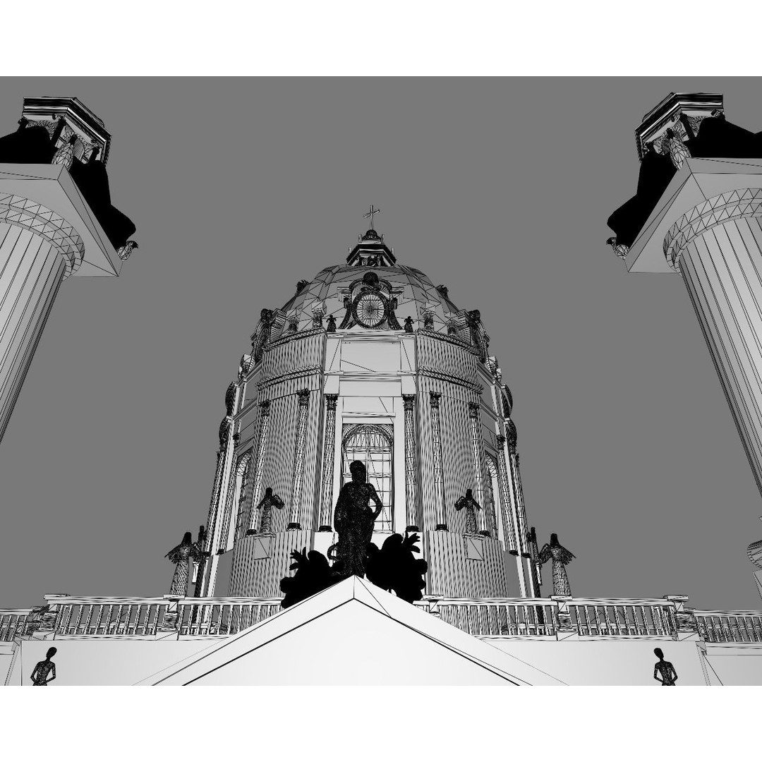 Karlskirche 3D Model – Baroque Church Architecture, FBX & OBJ - View 12