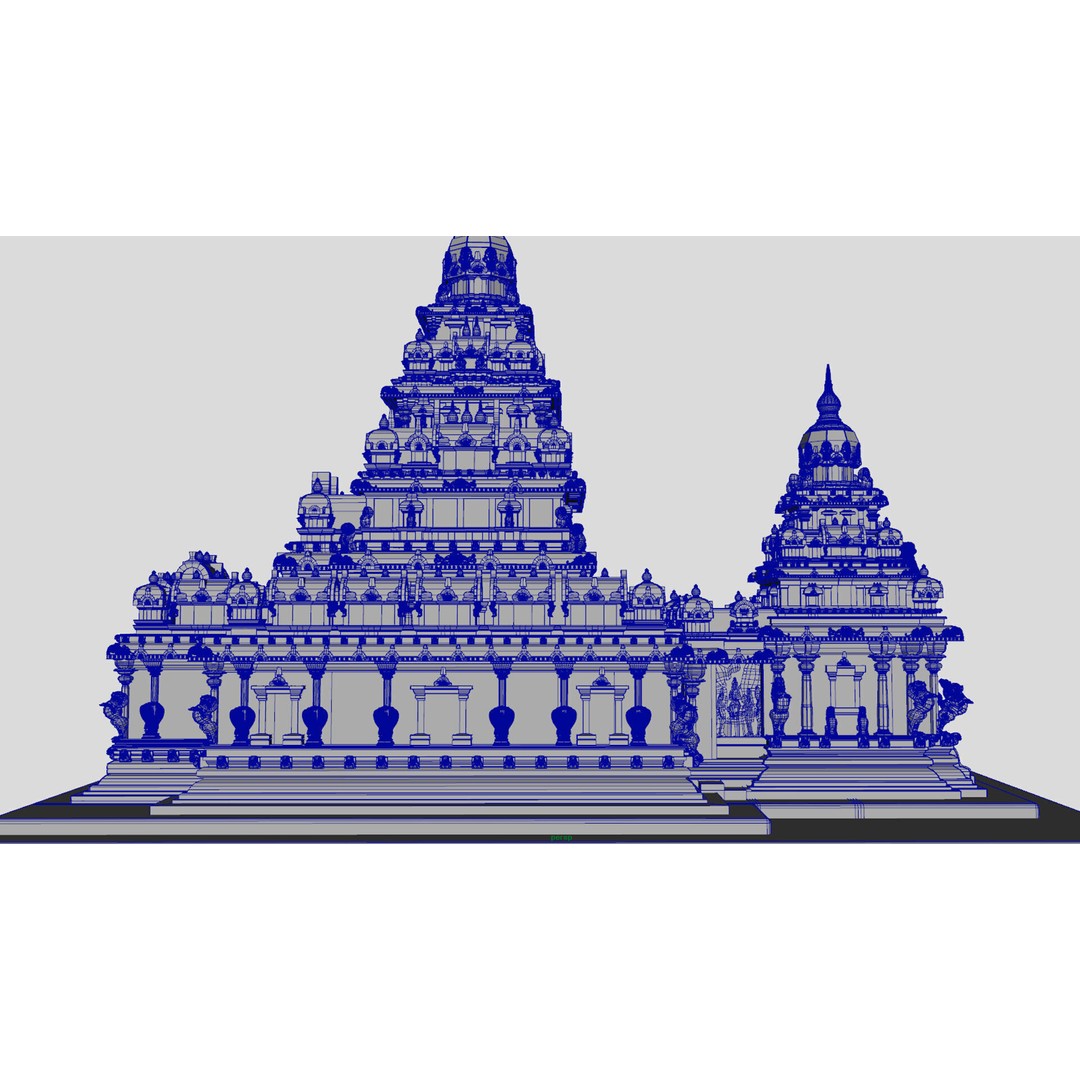 Mamallapuram Shore Temple 3D Model – High Poly Architectural Asset, FBX, Blender