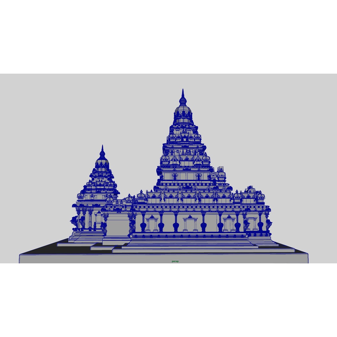 Mamallapuram Shore Temple 3D Model – High Poly Architectural Asset, FBX, Blender - View 13