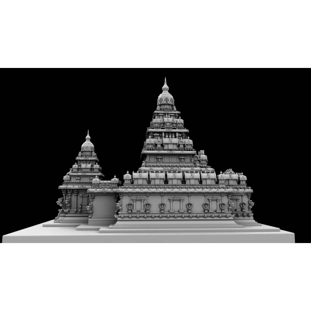 Mamallapuram Shore Temple 3D Model – High Poly Architectural Asset, FBX, Blender - View 2