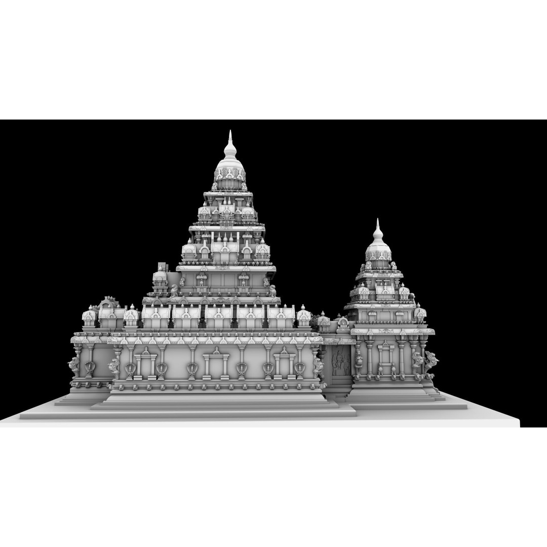 Mamallapuram Shore Temple 3D Model – High Poly Architectural Asset, FBX, Blender - View 4