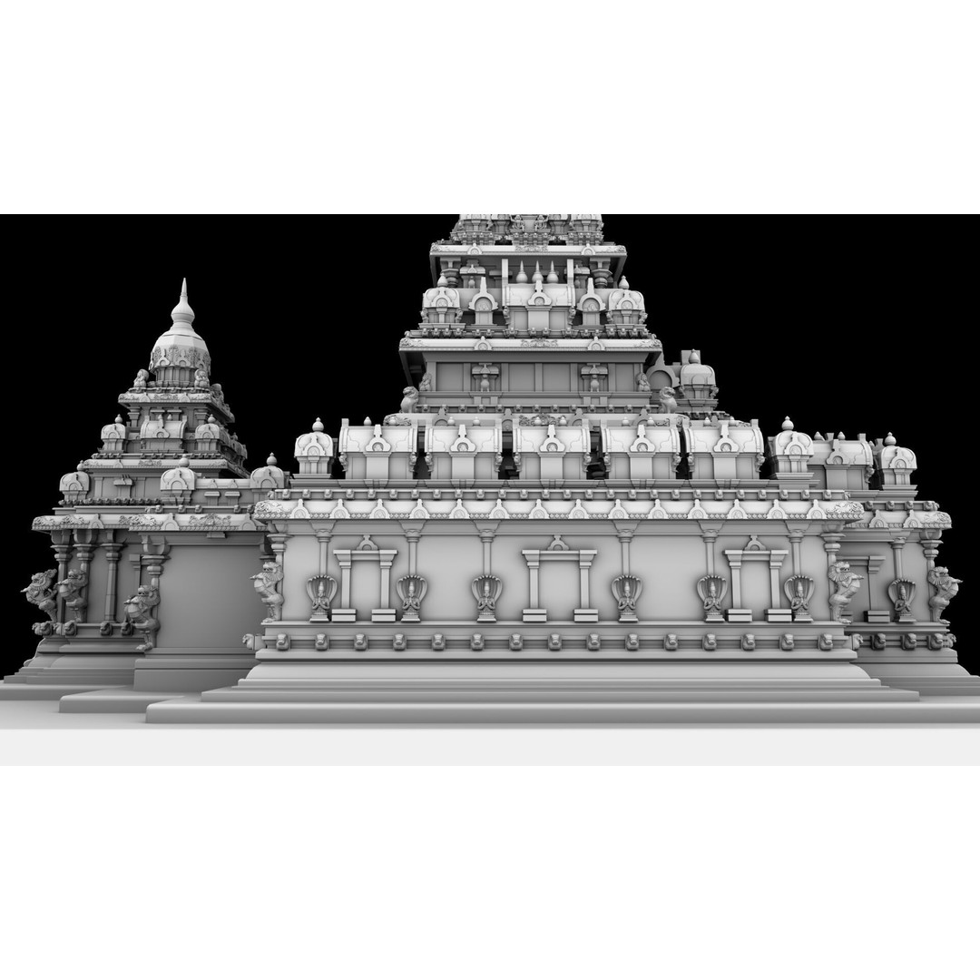 Mamallapuram Shore Temple 3D Model – High Poly Architectural Asset, FBX, Blender - View 6