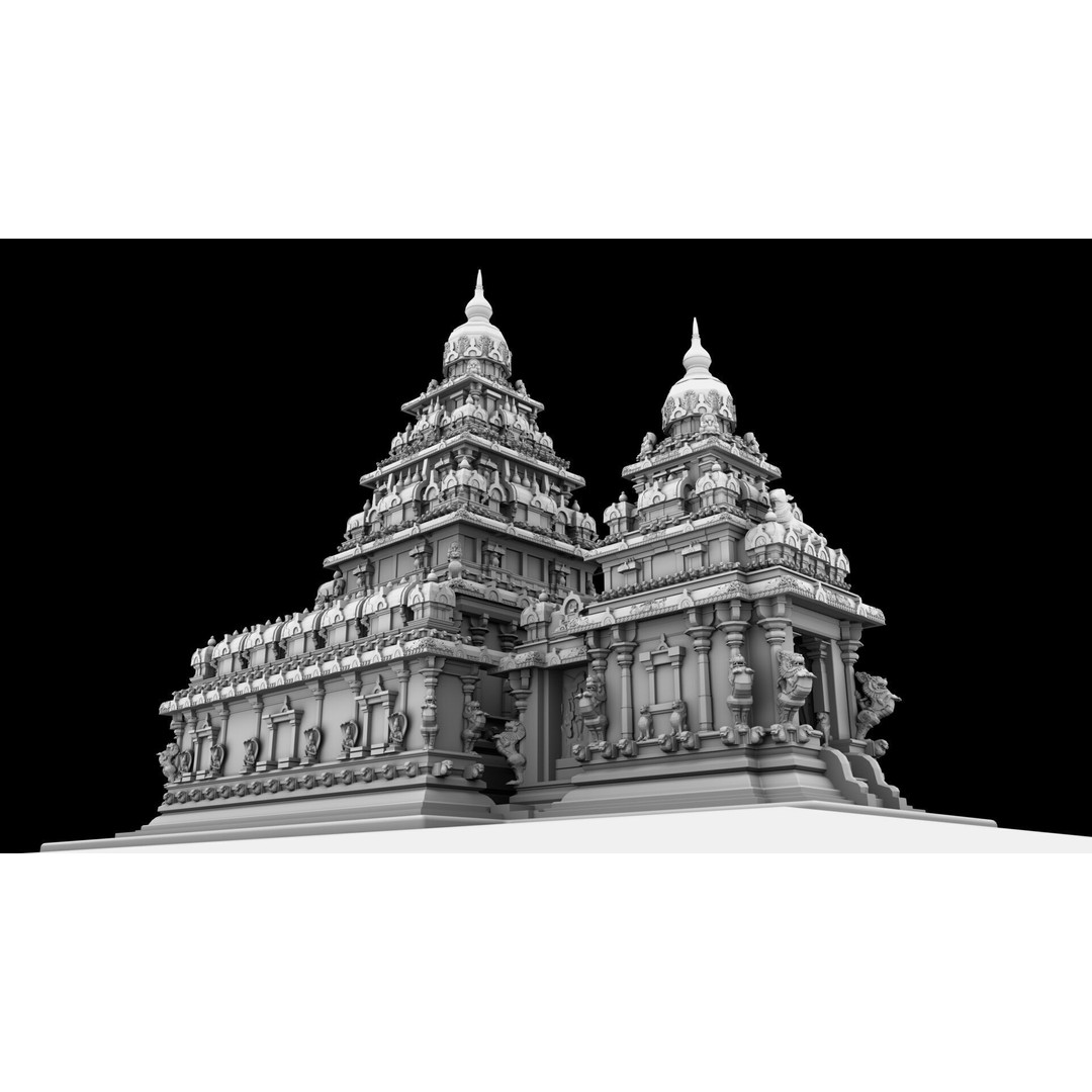 Mamallapuram Shore Temple 3D Model – High Poly Architectural Asset, FBX, Blender - View 9