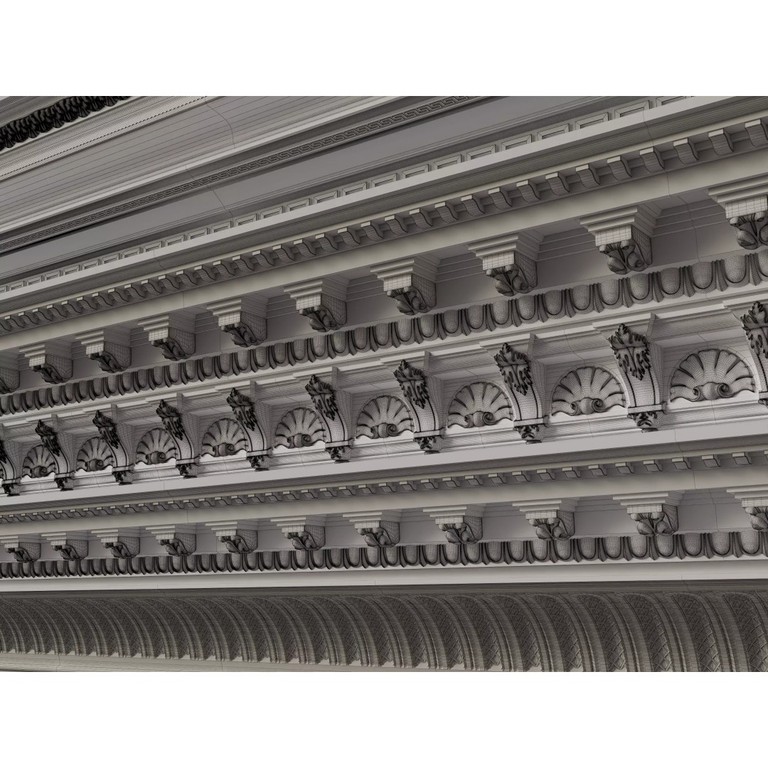 Architectural Cornice Moldings 3D Model – Classic Decorative Elements, FBX, OBJ