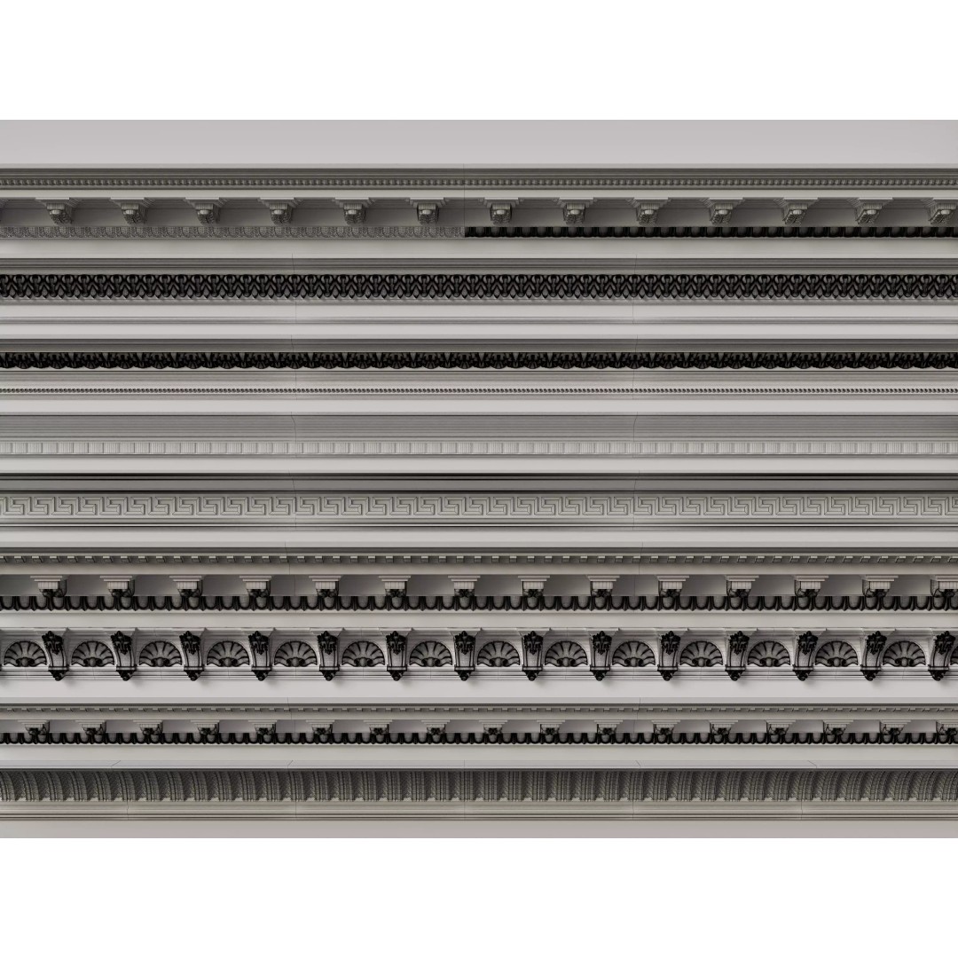 Architectural Cornice Moldings 3D Model – Classic Decorative Elements, FBX, OBJ - View 10