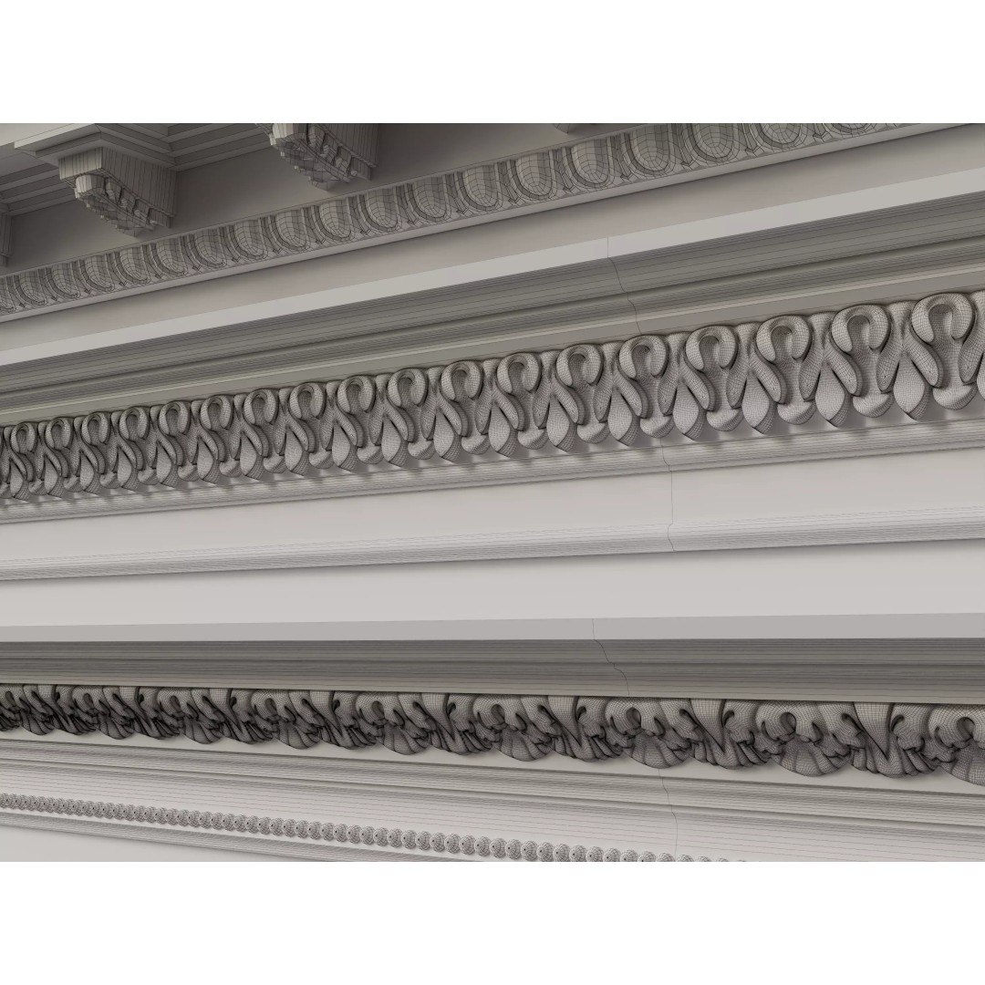 Architectural Cornice Moldings 3D Model – Classic Decorative Elements, FBX, OBJ - View 14