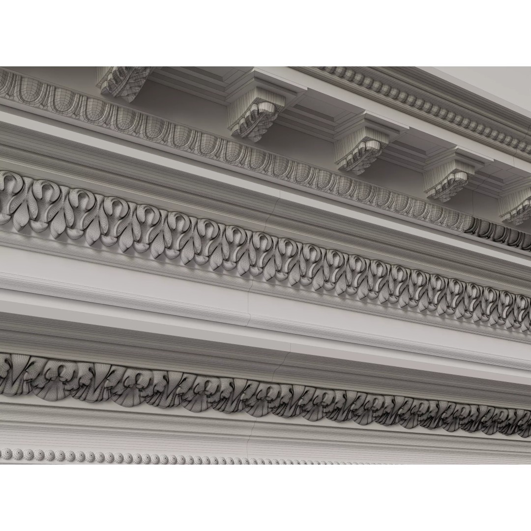 Architectural Cornice Moldings 3D Model – Classic Decorative Elements, FBX, OBJ - View 16
