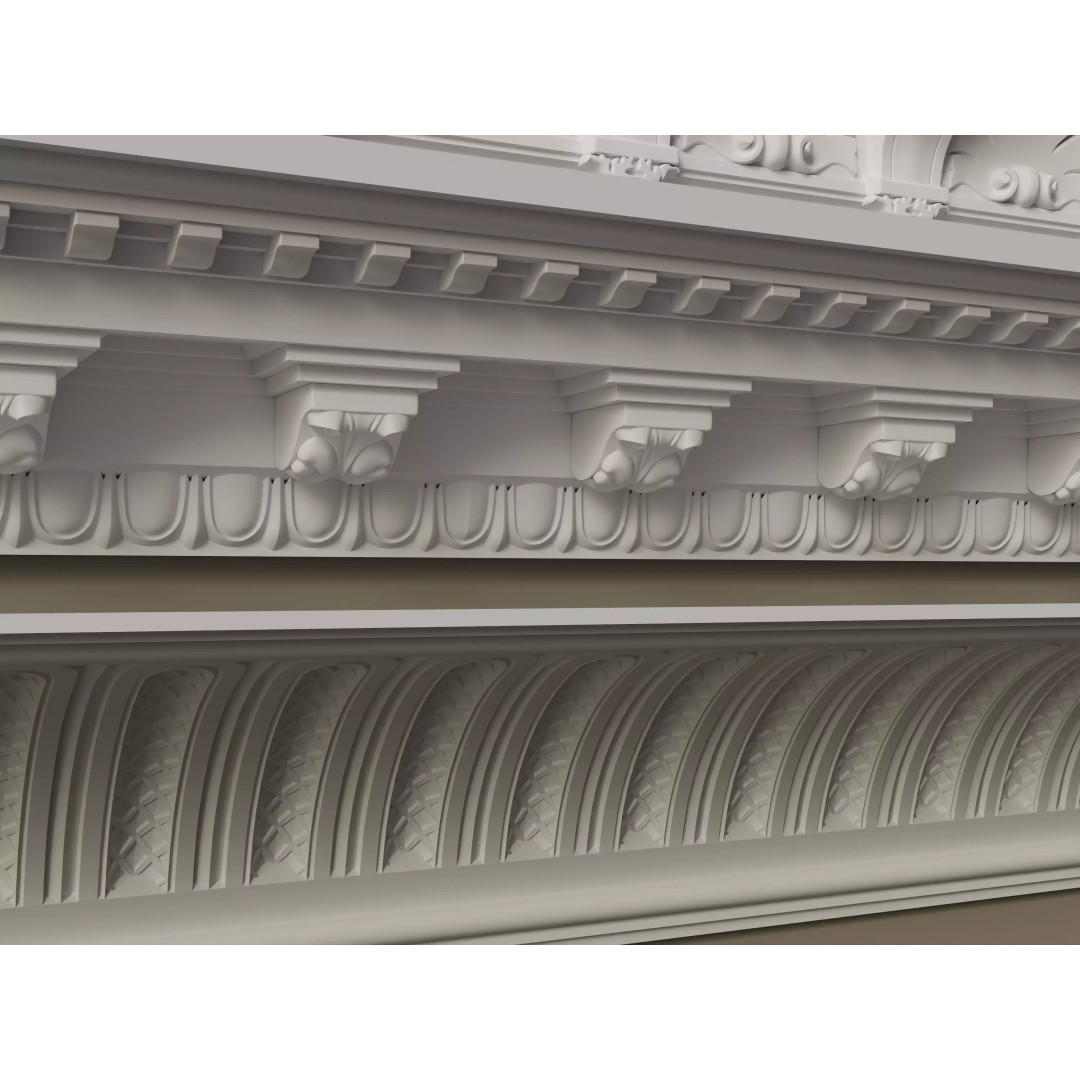Architectural Cornice Moldings 3D Model – Classic Decorative Elements, FBX, OBJ - View 4