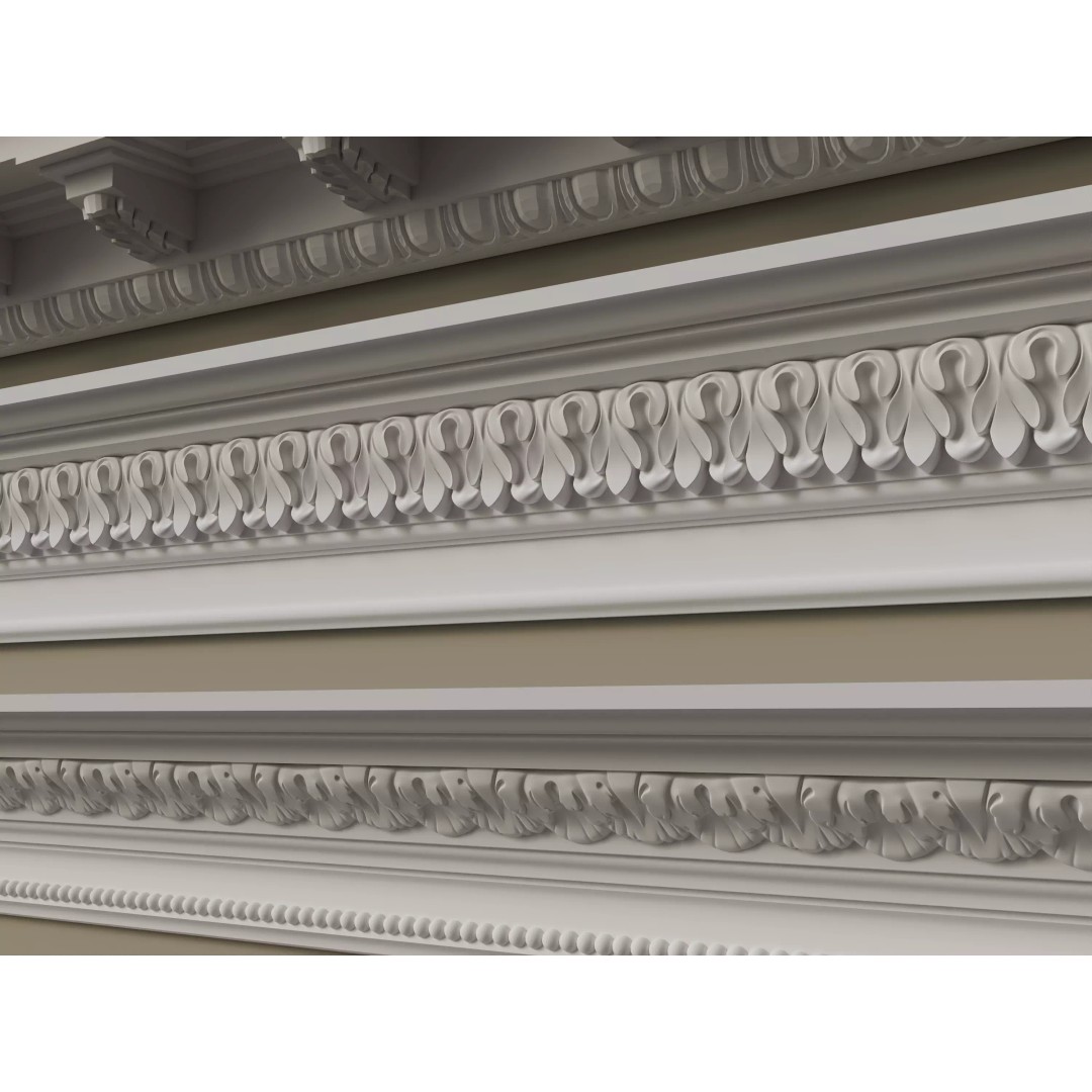 Architectural Cornice Moldings 3D Model – Classic Decorative Elements, FBX, OBJ - View 6