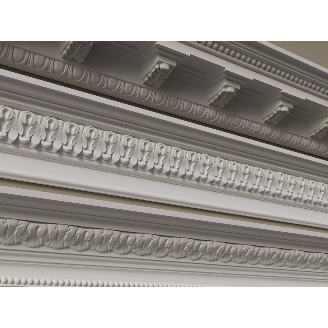 Architectural Cornice Moldings 3D Model – Classic Decorative Elements, FBX, OBJ - View 8