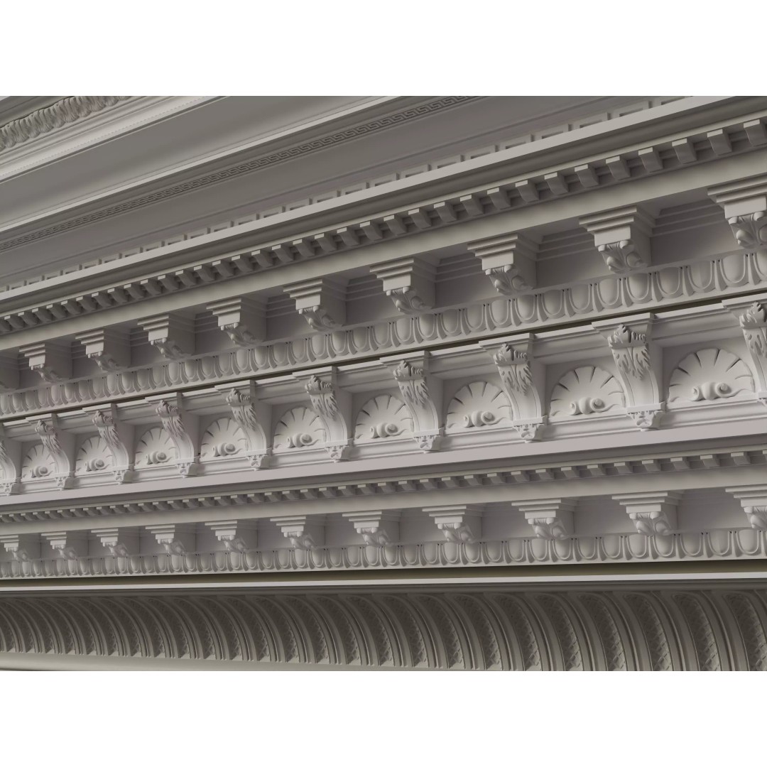 Architectural Cornice Moldings 3D Model – Classic Decorative Elements, FBX, OBJ - View 9