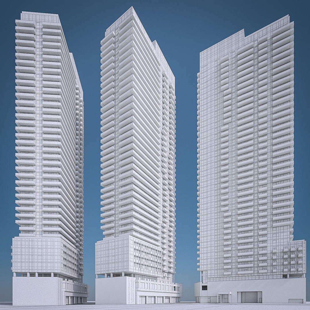 Modern Apartment Building 3D Model – Low Poly Skyscraper for Archviz