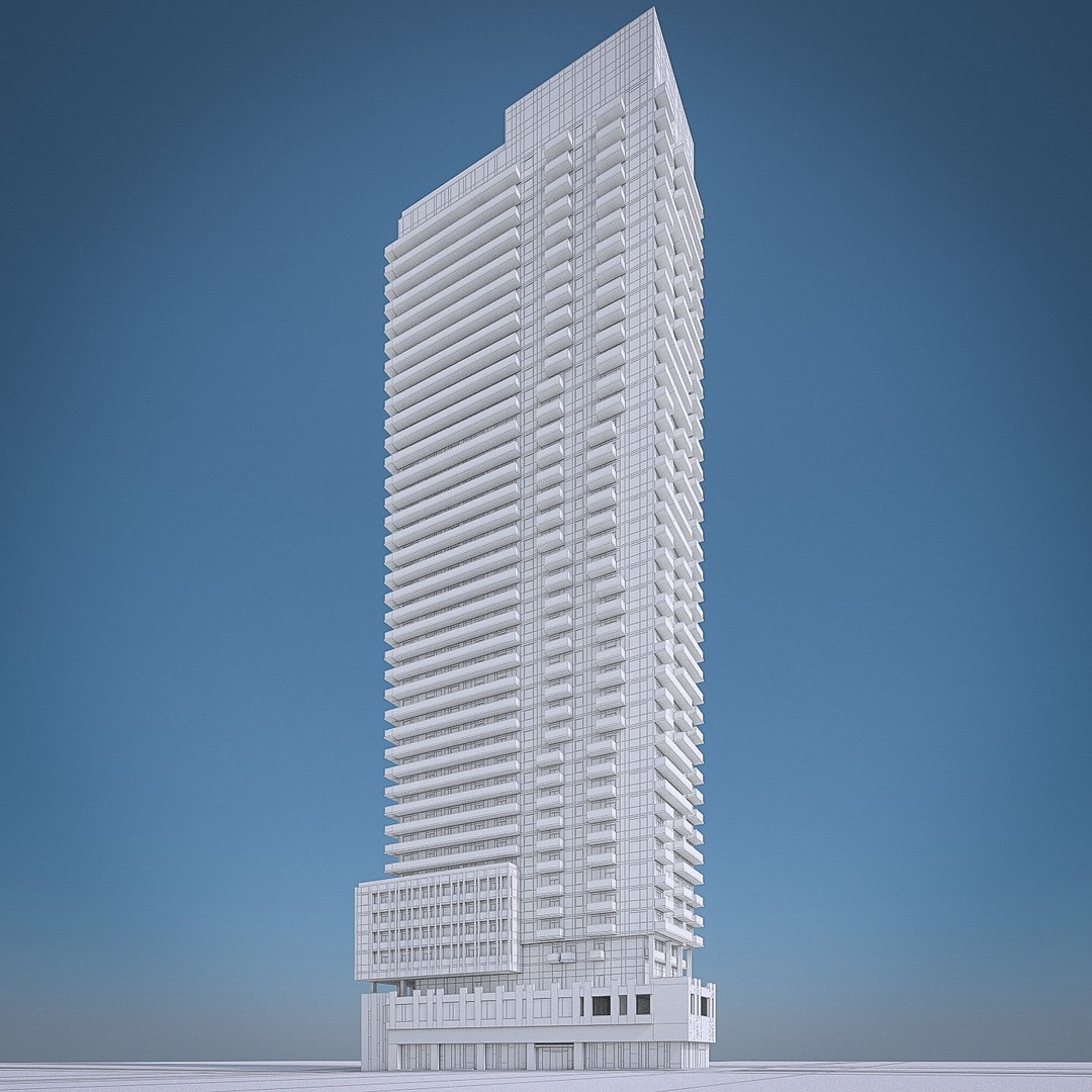Modern Apartment Building 3D Model – Low Poly Skyscraper for Archviz - View 10