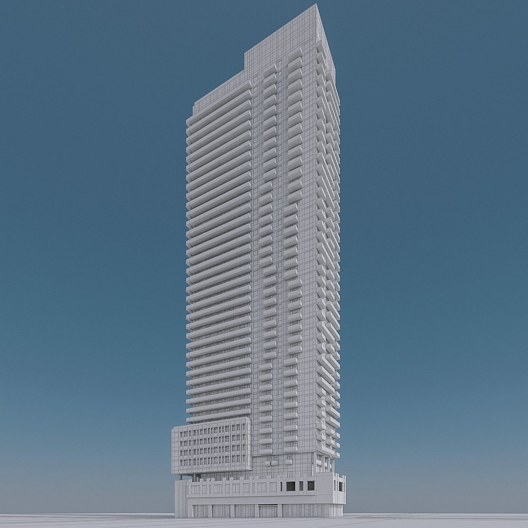 Modern Apartment Building 3D Model – Low Poly Skyscraper for Archviz - View 11