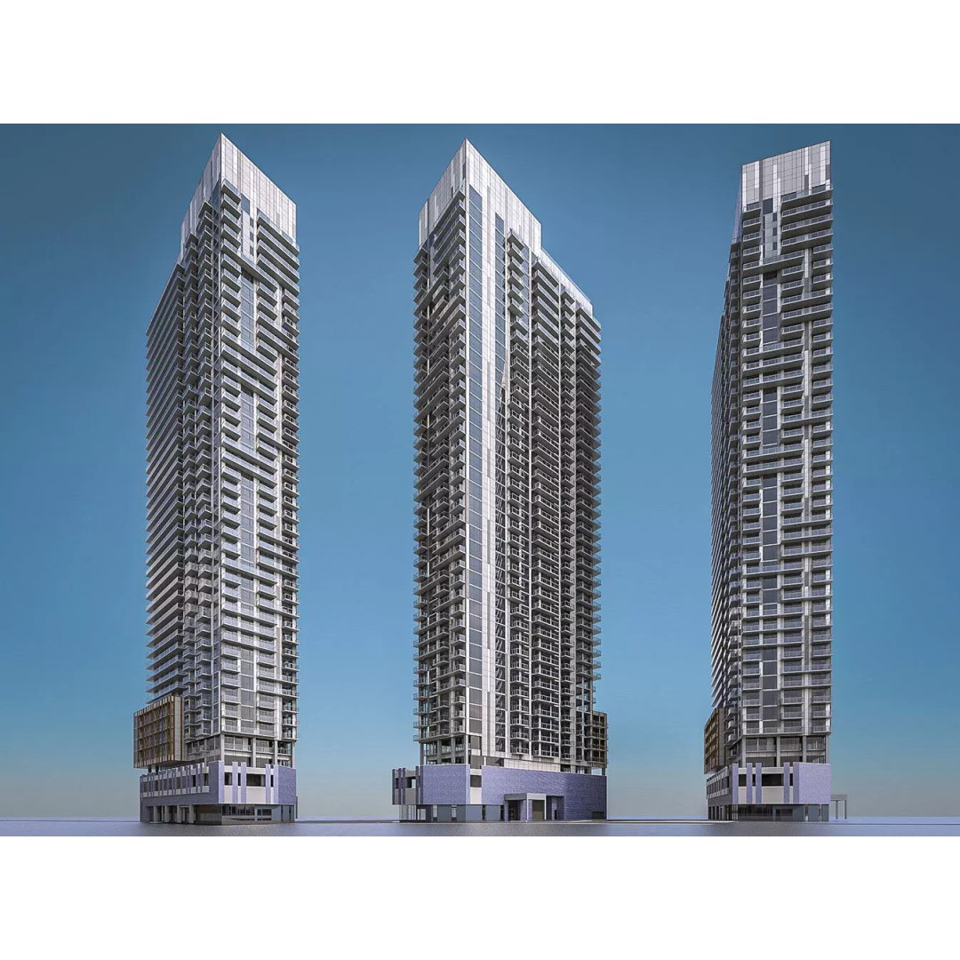 Modern Apartment Building 3D Model – Low Poly Skyscraper for Archviz - View 2
