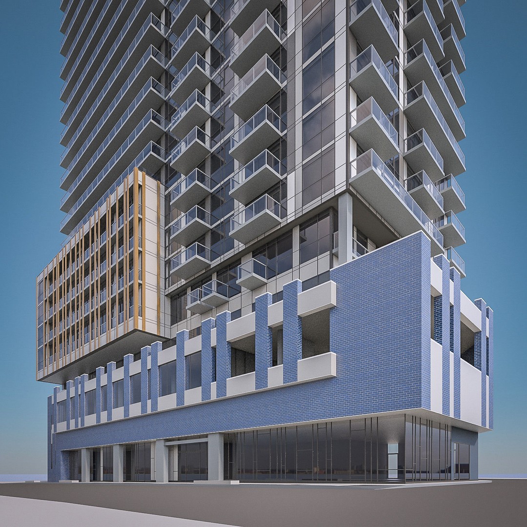 Modern Apartment Building 3D Model – Low Poly Skyscraper for Archviz - View 3