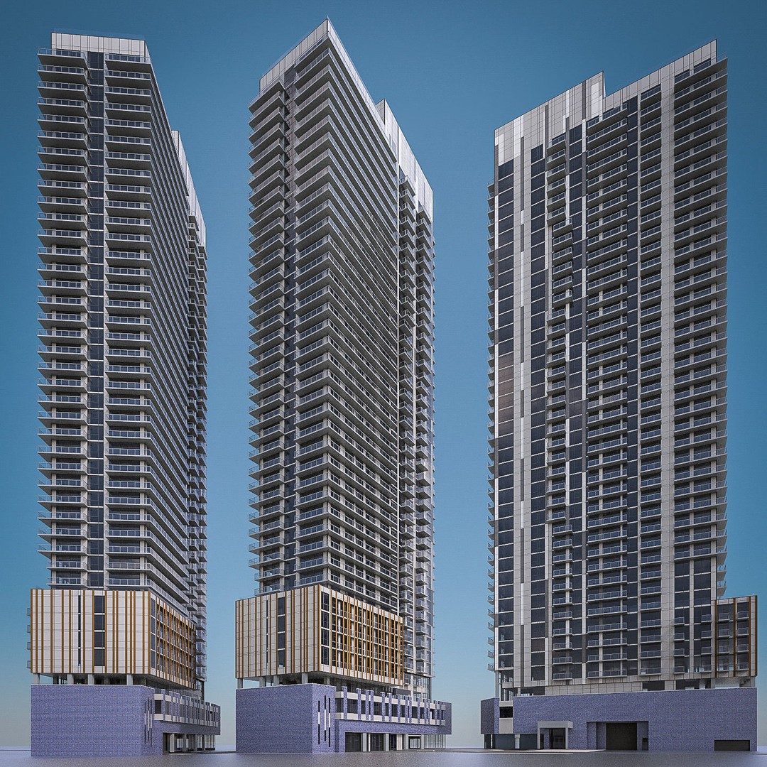 Modern Apartment Building 3D Model – Low Poly Skyscraper for Archviz - View 4