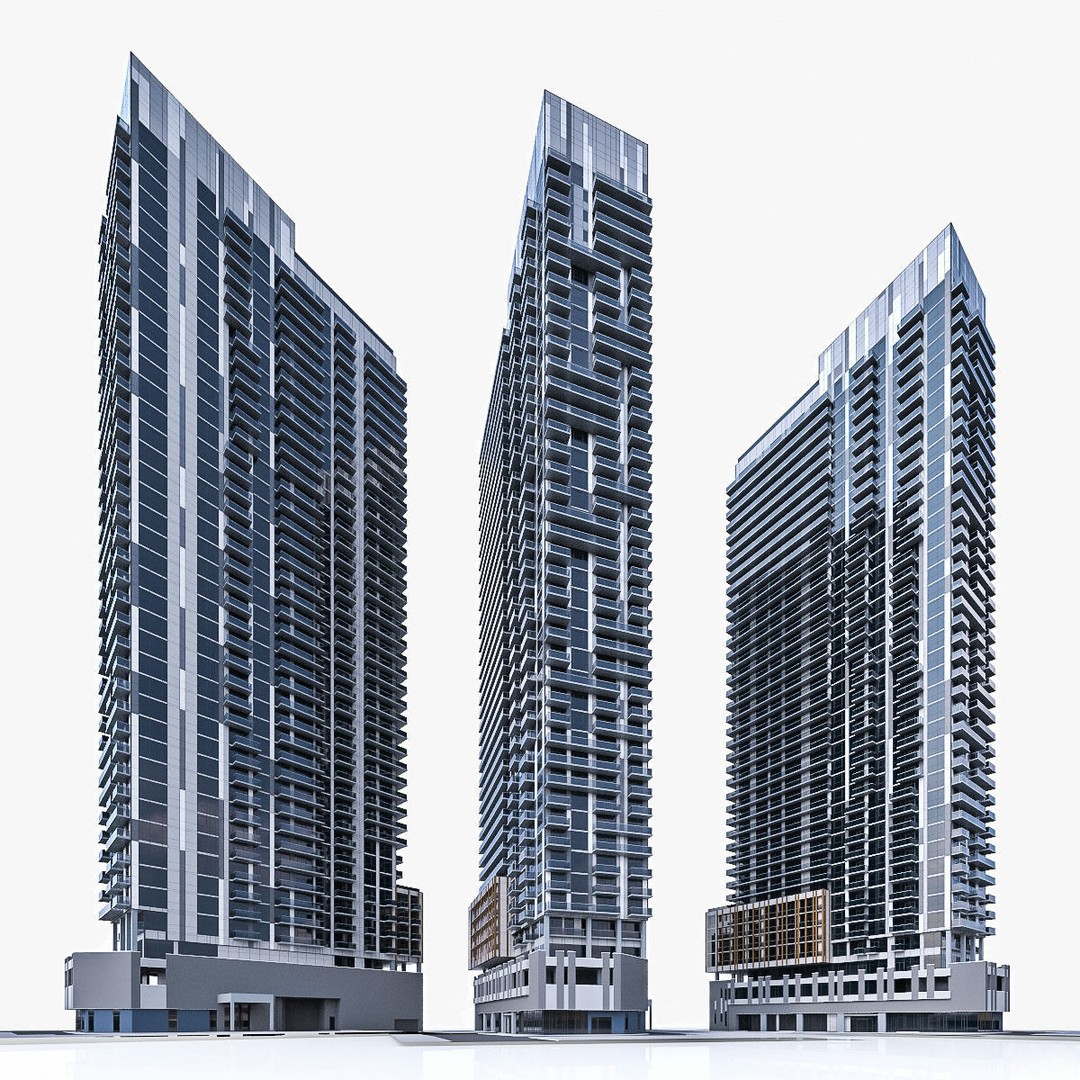 Modern Apartment Building 3D Model – Low Poly Skyscraper for Archviz - View 5