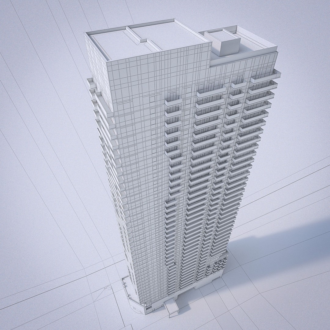 Modern Apartment Building 3D Model – Low Poly Skyscraper for Archviz - View 6