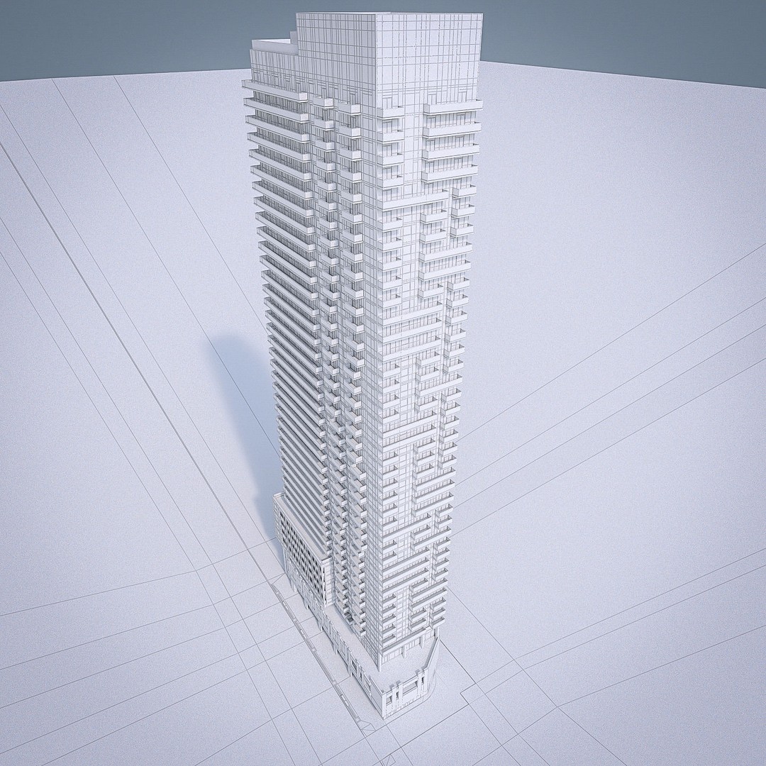 Modern Apartment Building 3D Model – Low Poly Skyscraper for Archviz - View 7