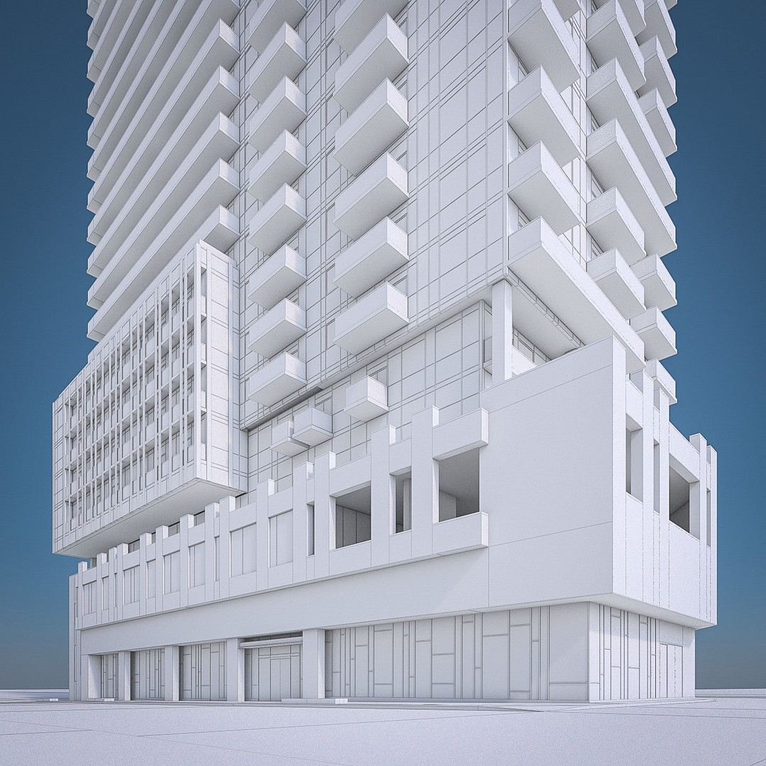 Modern Apartment Building 3D Model – Low Poly Skyscraper for Archviz - View 8