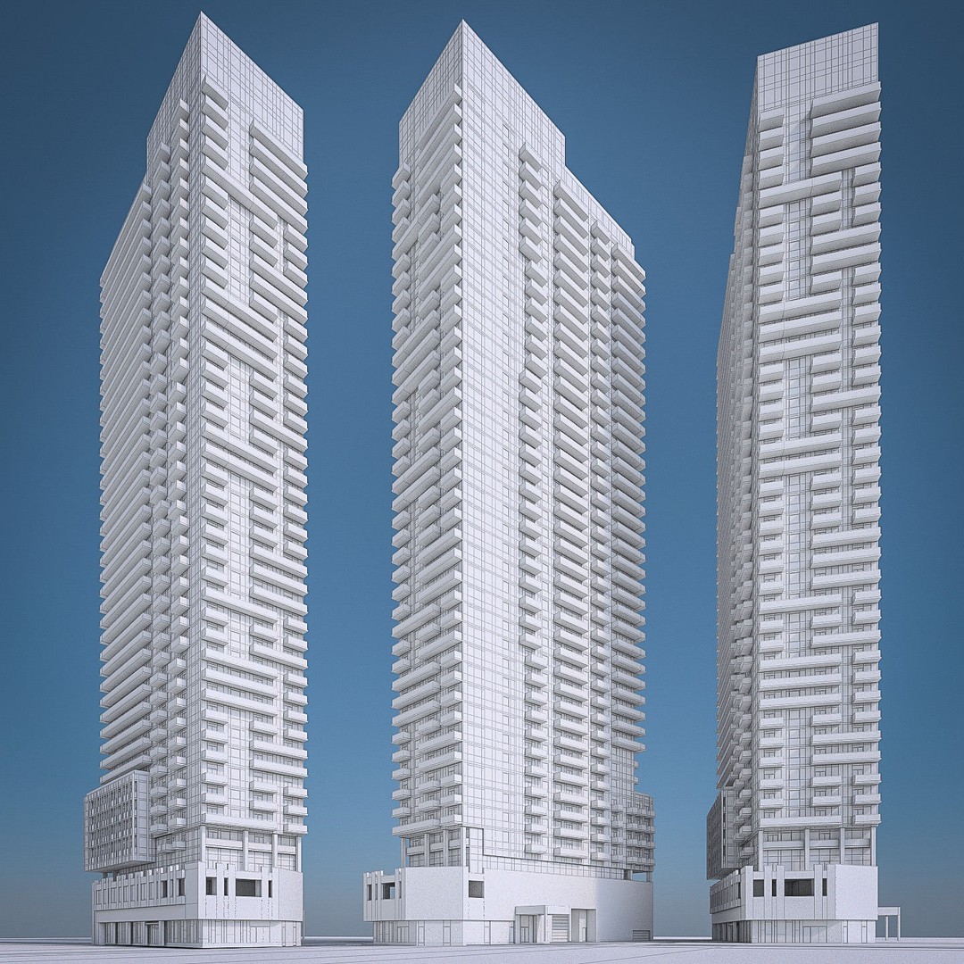 Modern Apartment Building 3D Model – Low Poly Skyscraper for Archviz - View 9