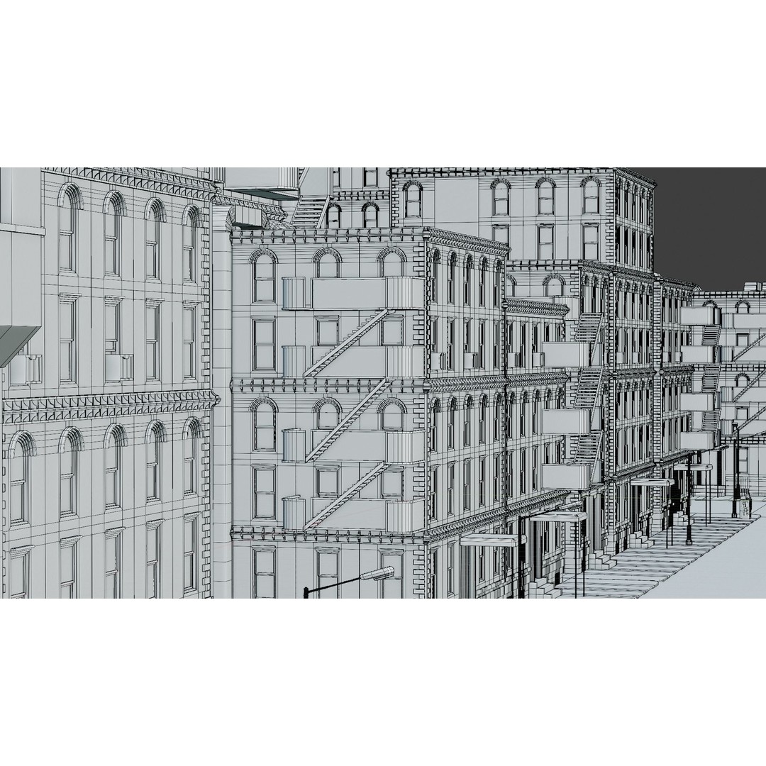 Old City 3D Model – Low Poly Architectural Asset, FBX, OBJ - View 11