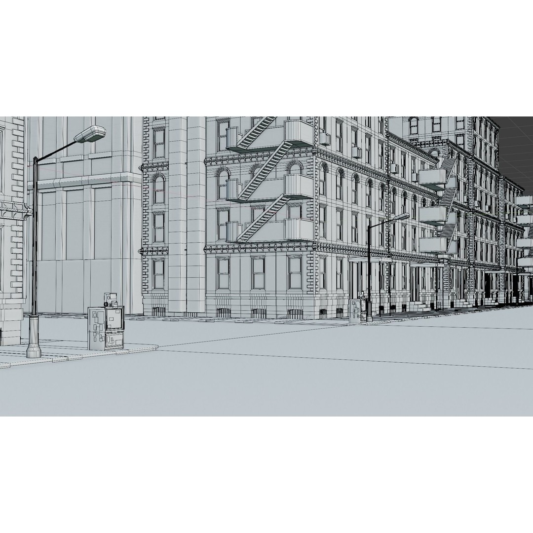 Old City 3D Model – Low Poly Architectural Asset, FBX, OBJ - View 12