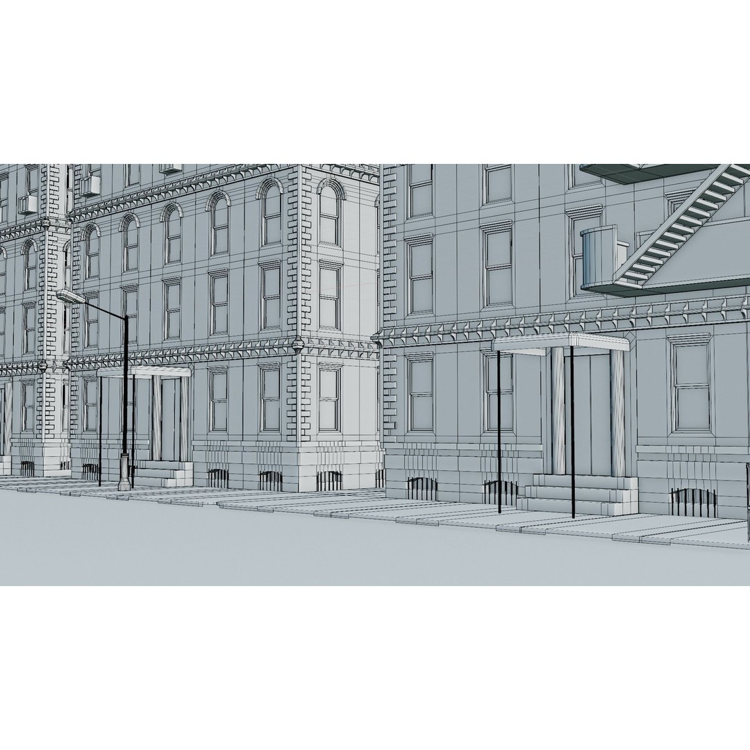 Old City 3D Model – Low Poly Architectural Asset, FBX, OBJ - View 13