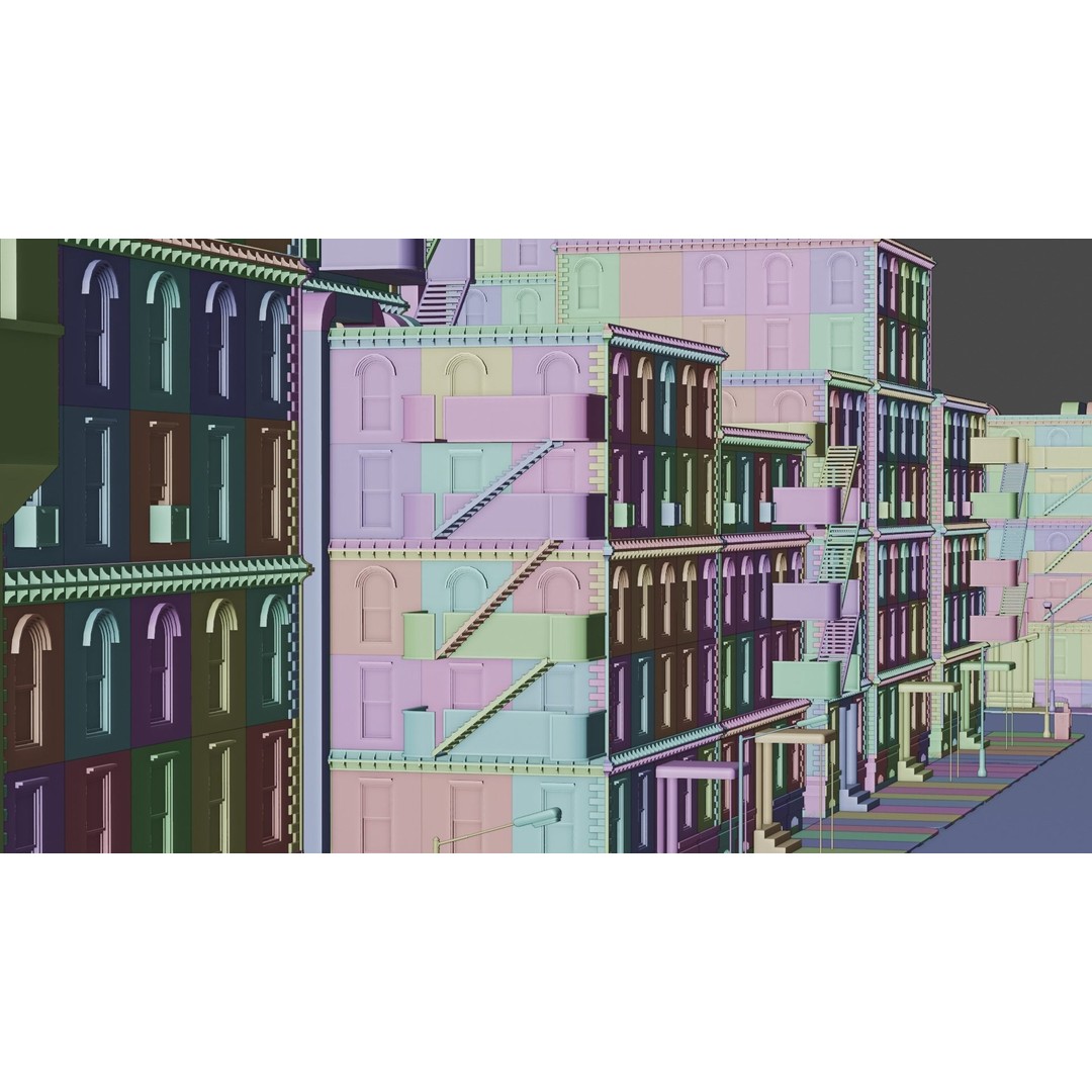 Old City 3D Model – Low Poly Architectural Asset, FBX, OBJ - View 14