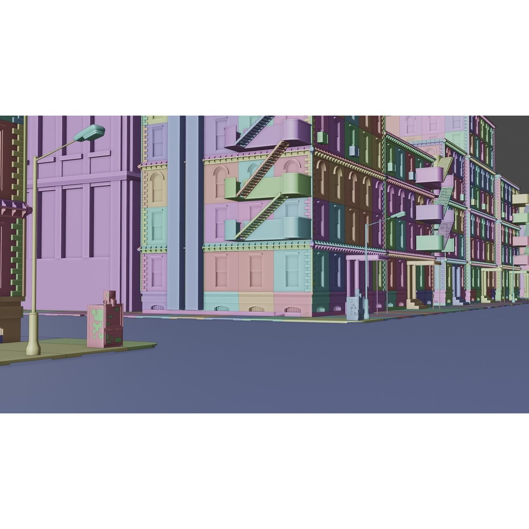 Old City 3D Model – Low Poly Architectural Asset, FBX, OBJ - View 15