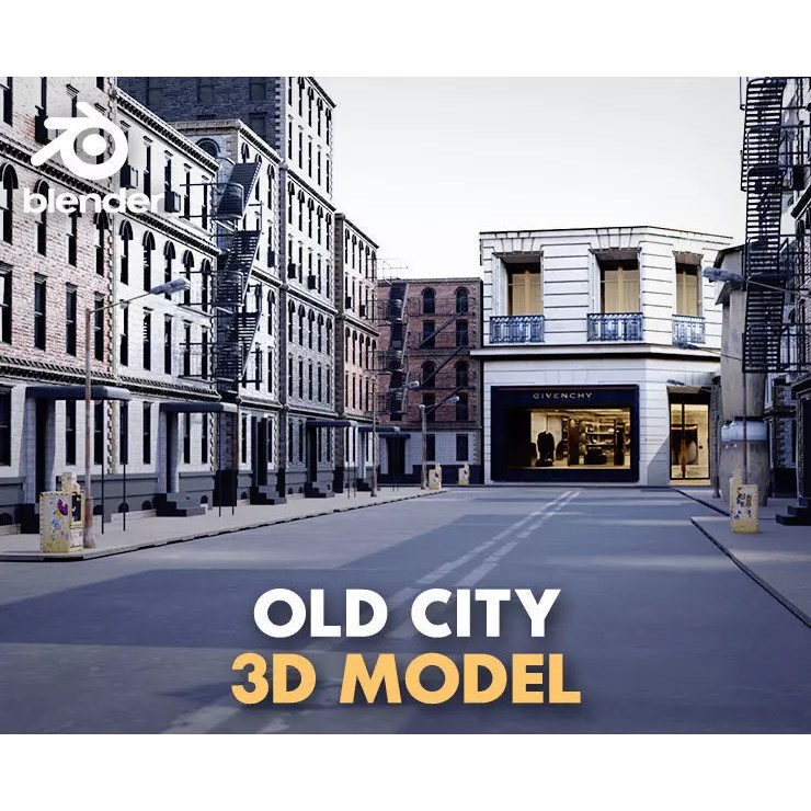 Old City 3D Model – Low Poly Architectural Asset, FBX, OBJ - View 2