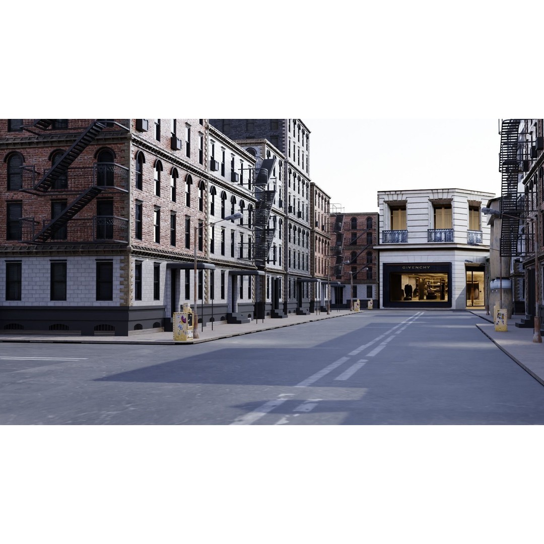 Old City 3D Model – Low Poly Architectural Asset, FBX, OBJ - View 3