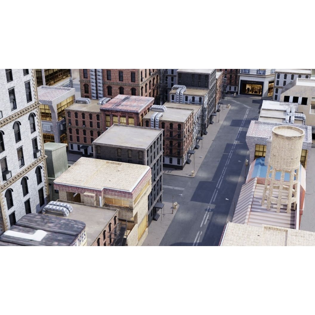Old City 3D Model – Low Poly Architectural Asset, FBX, OBJ - View 4