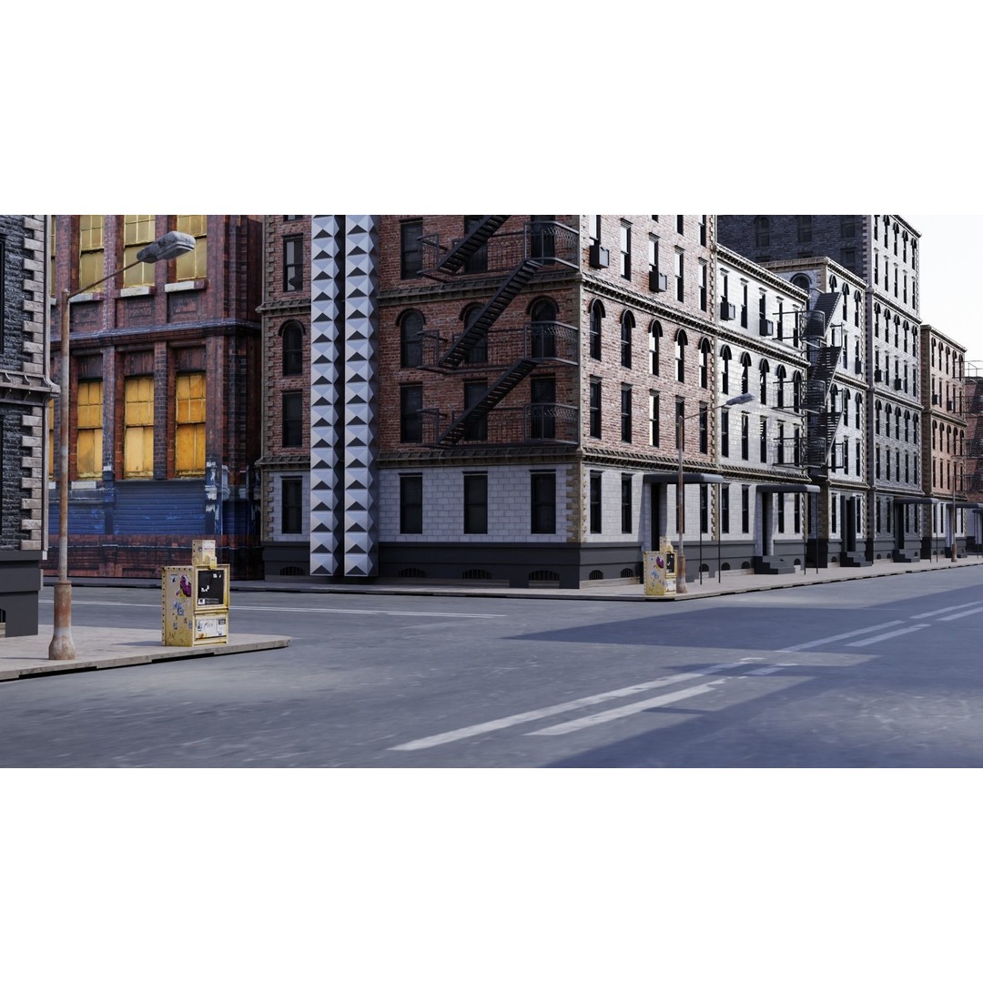 Old City 3D Model – Low Poly Architectural Asset, FBX, OBJ - View 6